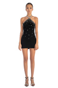 Midnight Spark Halter Dress