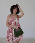 Beige Printed Puff Strapless Mini Dress