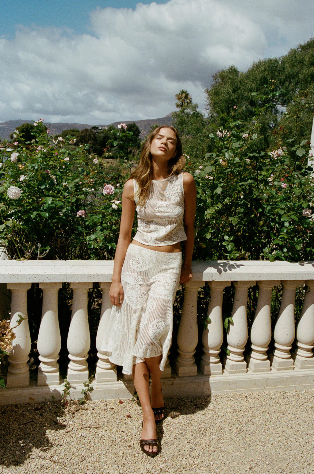 Lace Drift Asym Midi Skirt