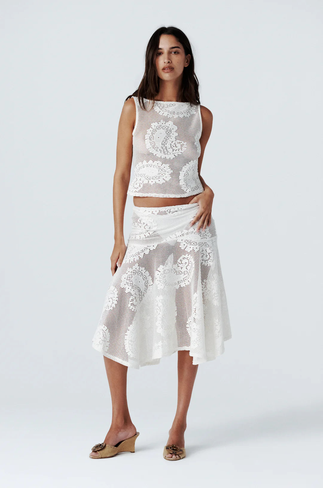 Lace Veil Cropped Tank