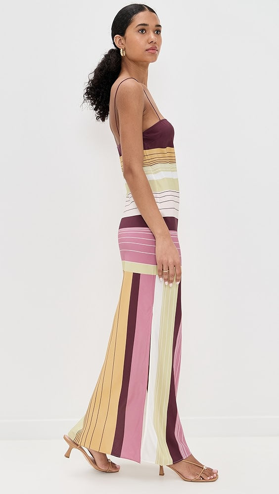 Chromatic Muse Stripe Maxi Dress