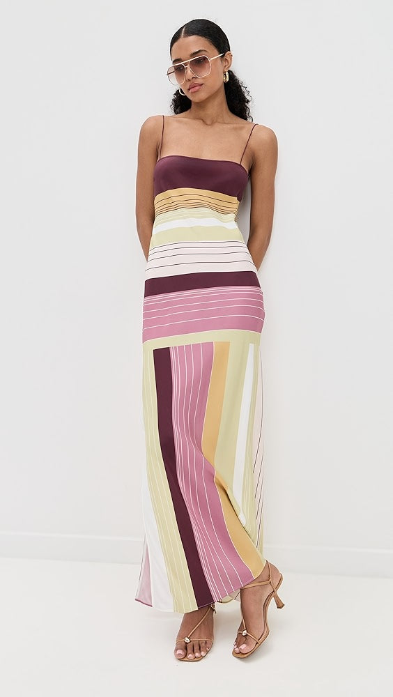 Chromatic Muse Stripe Maxi Dress