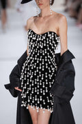 Beaded Rhinestone Strapless Mini Dress